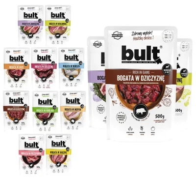 Obrázok produktu pre BULT | Krmivo pre psov – rôzne príchute – súprava mokrého krmiva, 10 vrecúšok po 500 g – mokré krmivo pre psov