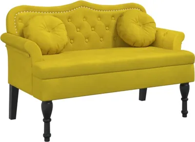 Obrázek produktu pro Lavice s polštáři žlutá 120,5 x 65 x 75 cm samet