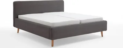 Produktbild von Meise Möbel Mattis Polsterbett 160x200cm Holzfuß Kopfteil Glatt Dunkelgrau