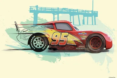 Produktbild von Disney Poster Cars Lightning McQueen Rot, Blau und Creme-Beige - 612147 - 40 x 30 cm