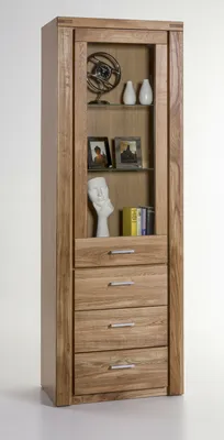 Produktbild von Vitrine Tabea Regal Hochschrank Schrank in Wildeiche geölt Teilmassiv Höhe 200cm