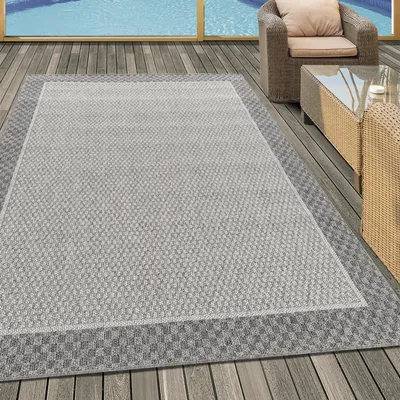 Produktbild von Teppich Läufer Wetterfest Creme 80x150 Bordüre Design aus Polypropylen