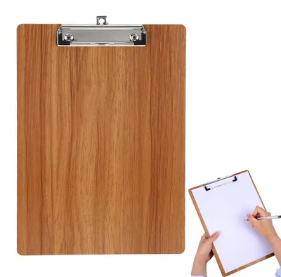 Imagen del producto de Tabla de madera A4 con clip, ideal para tomar notas diarias, organizar recibos y uso cotidiano, adecuada para su uso en oficinas