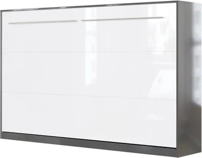 Produktbild von SMARTBett Schrankbett Standard Anthrazit Hochglanz/Weiss Hochglanz 120 Horizontal