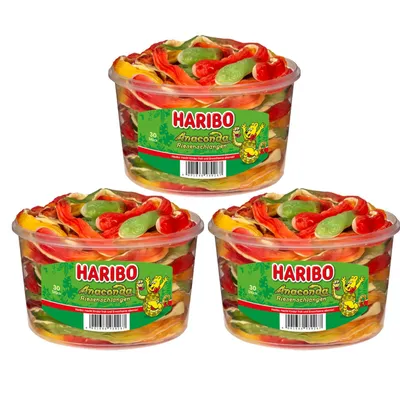 Produktbild von Anaconda Fruchtgummis 1,2 kg – Haribo – 3er-Pack
