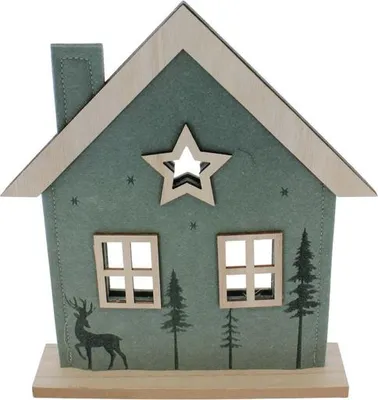 Obrázok produktu pre Standdeko Waldhaus - grün/natur - ca. 23,5 x 5 x 26 cm