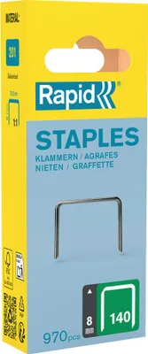 Produktbild von Rapid 40109514, Klammerpack, 8 mm, 970 Heftklammern, R14, R34, R44, R64, ALU740, ALU840, ALU940, R11, R311, E-tac, ESN114, R214, PS111, 120 g