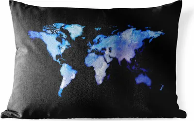 Produktbild von MuchoWow® Outdoor Kissen - Weltkarte - Aquarell - Violett - 50x30 cm - Wetterfest - Lounge Kissen - Sofa kissen - Wohnzimmer Dekoration