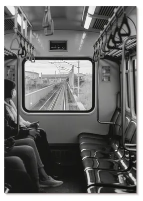 Produktbild von POSTER - 29x42 cm (A3) - Sic! - Schwarzweißfotografie eines Zugwaggons - Wandbild für Wohnzimmer Schlafzimmer & Flur, Modernes Poster Wanddeko, Ungerahmt
