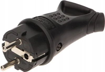 Produktbild von Gummistecker Mit Griff, Gerade Ip44 Mit Erdung Schwarz - On-Ae-1369