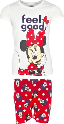 Produktbild von Disney Minnie Maus Kinder kurzarm Schlafanzug Pyjama Shirt Shorts – Weiß / 116