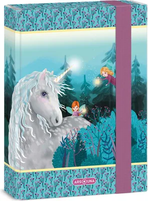 Immagine prodotto di Ars Una A5 scatola porta quaderni, A5 cartella porta quaderni per cartelle, con elastico e alette interne, Stardust, turchese-rosa, per ragazze