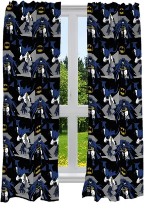Productafbeelding van Kinderkamer Gordijnen - Raambekleding Panelen - Kinderkamer Decoratie - Gedurfd Batman Design - 82" x 63" - Zwart Grijs