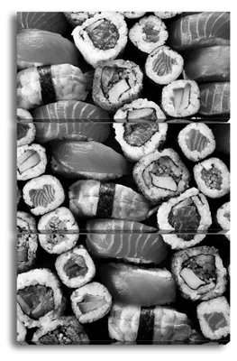Productafbeelding van Canvasafbeelding Sushi, 120x80cm, Zwart-Wit