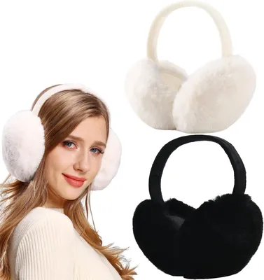 Produktbild von Verstellbare Winter Ohrenschützer Plüsch Ohrenwärmer Winter Ohrenschützer Ohrenwärmer für Damen Mädchen 1/2 Pack