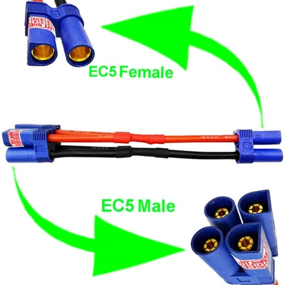 Produktbild von 1x EC5 Parallel Lipo Akku Adapter Stecker Buchse RC Kabel 12AWG
