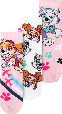 Produktbild von Paw Patrol Socken für Mädchen - Skye & Everest Kinder Sneaker Kindersocken Söckchen Rosa/Weiß (3er Pack), Größe:23-26