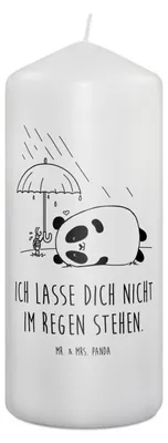 Produktbild von Mr. & Mrs. Panda Kerze Panda Freundschaft 19 x 8 cm - Weiß - Geschenk, Stumpenkerze, Erinnerungslicht, Erinnerungskerze, Bedruckte, Blockkerze