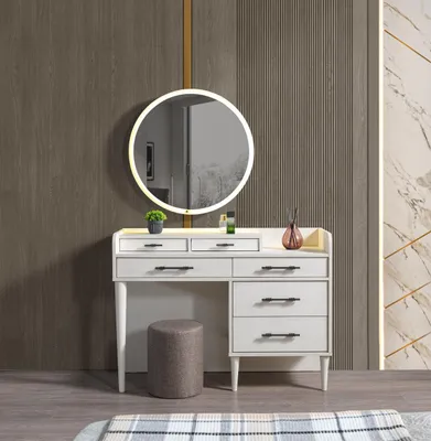 Obrázok produktu pre Toaletný stolík moderný drevený toaletný stolík do spálne so zrkadlom