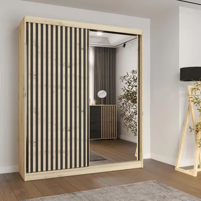 Schwebetürenschrank mit Spiegel  Artisan/Artisan Eiche
Breite:	203 cm
Höhe: 218 cm	
Tiefe: 61 cm