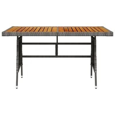 Image de vidaXL Table de jardin Gris 130x70x72 cm Poly rotin & bois massif Acacia