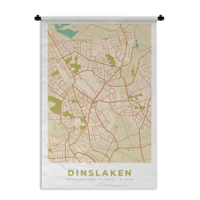 Obrázek produktu pro MuchoWow® Tapiserie Věšení na zeď Mapa - Dinslaken - Mapa města - Vintage 60x90 Tapiserie dekorace Nástěnná šála