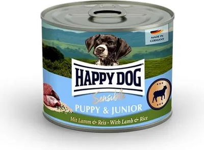 Produktbild von Happy Dog Sensible Puppy & Junior - Lamm & Reis 200 g, Junior, jede Rasse, Lamm, Reis, 200 g, Zuckerfrei