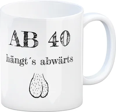 Produktbild von Ab 40 hängt´s abwärts Kaffeebecher