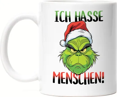 Produktbild von Ich Hasse Menschen Tasse weiß Anti Weihnachten Ich hasse Weihnachten Mi Mi Mi Halts Maul