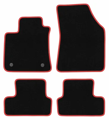 Produktbild von Fußmatten Automatten Velours Schwarz/Rot für Renault Megane IV 2015- Set 4-tlg