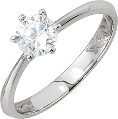 Produktbild von JOBO Damen Ring 925 Sterling Silber rhodiniert 1 Zirkonia Silberring Größe 54