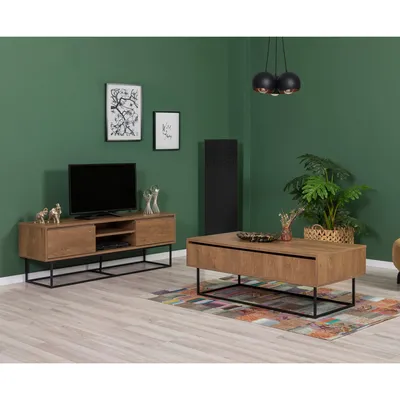 Immagine prodotto di Skye Decor, Laxus Takım 5, Set di mobili per soggiorno, noce, 100% PANNELLI DI PARTICELLE RIVESTITI IN MELAMMINA, 140 x 40 x 50 cm