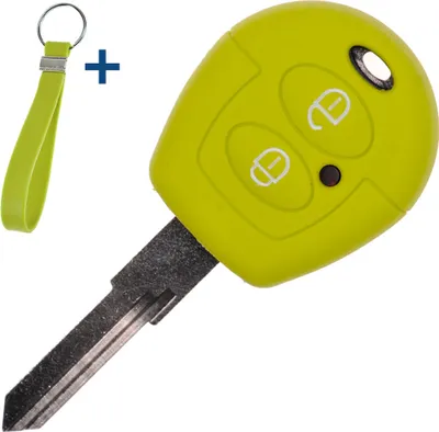 Produktbild von Auto Schlüssel Silikon Schutz Hülle + Schlüsselband Apfelgrün kompatibel mit VW SEAT Skoda T4 Fox Sharan Polo Cordoba 2 Tasten Funk Fernbedienung