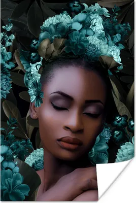 Produktbild von MuchoWow® Poster Frau - Blumen - Blätter 40x60 cm - Plakate für die Wand - Poster Babyzimmer