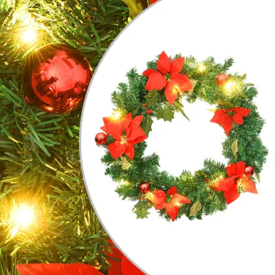 Obrázek produktu pro Vánoční věnec s LED diodami zelený 60 cm PVC