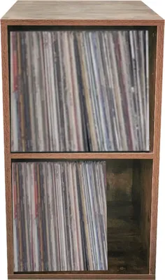 Produktbild von VDD Vinyl Wish Schrank zur Aufbewahrung von LPs - Aufbewahrung von LPs - Bücherregal - 2 Fächer - Nussbaum