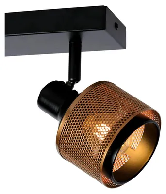 Immagine prodotto di Lampada da soffitto in stile industriale a doppia barra con doppio riflettore, nero e oro, RAFA 2xE14 40W Lucide