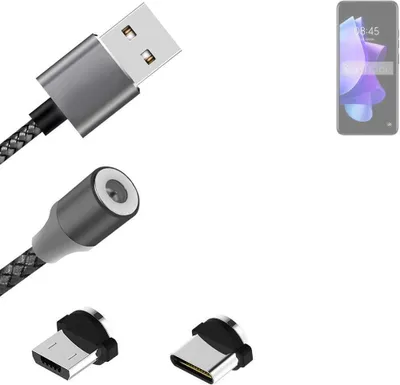 Produktbild von K-S-Trade Hochwertiges Magnet-Lade-kabel Sync-Kabel Daten-Kabel für Tecno Pop 7 Pro mit USB-Typ-C-Anschluss und Micro-USB-Anschluss 2A bis zu 480mbps