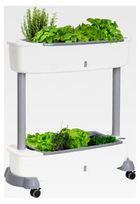 Produktbild von Hochbeet mit Rollen für den Balkon | 2 Etagen | Innen- und Außentopf | mit Wasserstandsanzeiger und Selbstbewässerungssystem | Hochbeet aus Kunststoff