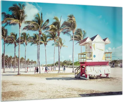 Produktbild von Bilder auf glas - Einteilig - Strand Miami Florida - 100x70cm - Glasbilder - Wandbilder - Bilder - zum Aufhängen bereit - Wanddekoration aus Glas - Glas Bilder - Wandbild auf Glas - GAA100x70-4332