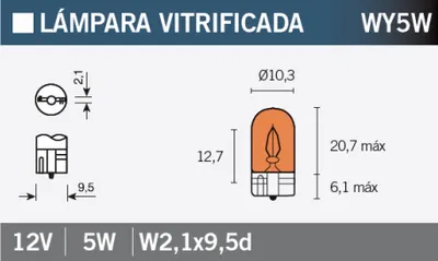 Zdjęcie produktu dla Żarówka samochodowa WY5W 12V 5W-W2 1x9,5d pomarańczowa