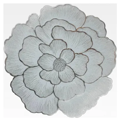 Produktbild von Runde Tischsets in Rosenform 38 cm, 6er Set, silberne, hitzebeständige, wasserdichte und rutschfeste Küchenmatten für Zuhause, Essen und Hochzeiten