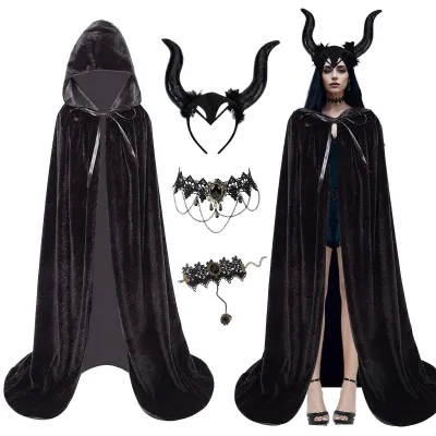 Obrázok produktu pre Sada kostýmov na Halloween s rohami a plášťom