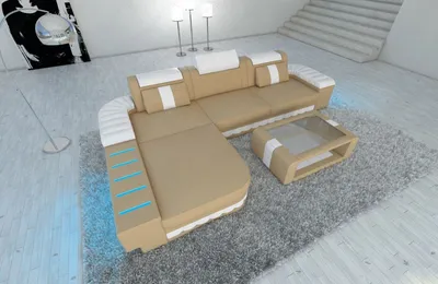 Produktbild von Ecksofa Bellagio L Form Mini Ledersofa Kunst-Echtleder Mix