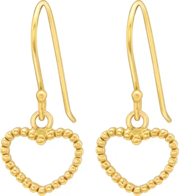 Produktbild von 925 Sterling Silber Ohrhaken Ohrringe vergoldet Herz mit Kugeln Material - Silber vergoldet