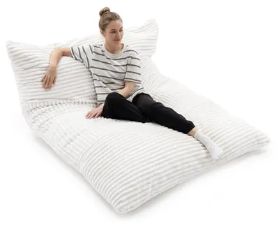 2-in-1 Zitzak, Beanbag, abnehmbarer Bezug, beige, 194x139x19 cm
