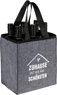 Produktbild von Filz-Flaschenträger für 6 Flaschen Getränketasche Flaschenkorb Einkaufstasche, Variante:Zu Hause