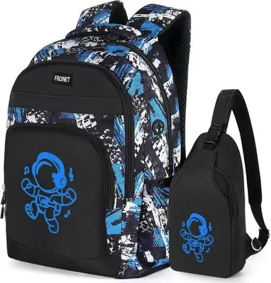 Produktbild von Rucksack für Teenager und Mädchen – Uni-Schul- oder Reiserucksack in Blau-Schwarz