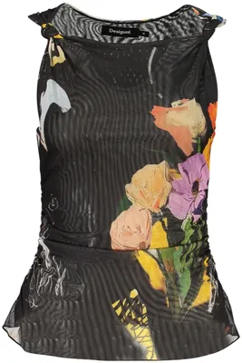 Produktbild von Schwarzes Damen-Top mit Kontrastdetails und Print - Trend in Brüssel