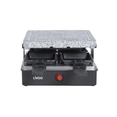 A raclette grill is shown from the front on a white background.